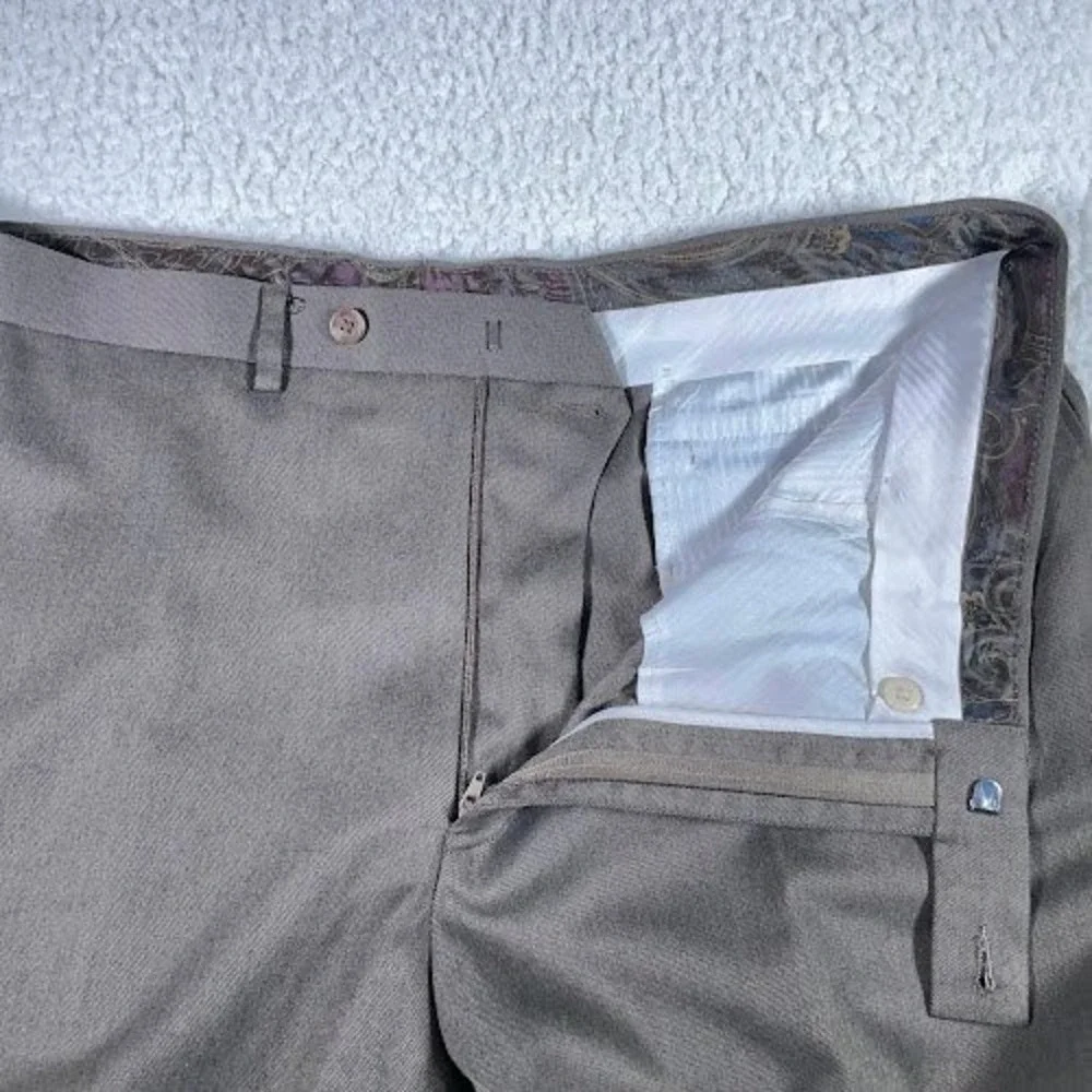 Lauren Ralph Lauren Dress Pants Mens  40x32 Brown Flat Front‎ Career Work